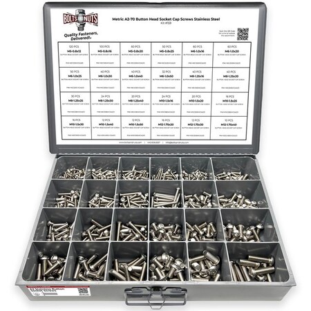 Boltsandnuts.Com Metric A2-70 Allen Button Head Socket Cap Screws Bolts Stainless Steel Assortment - 905 PCS Assortment Kit #159